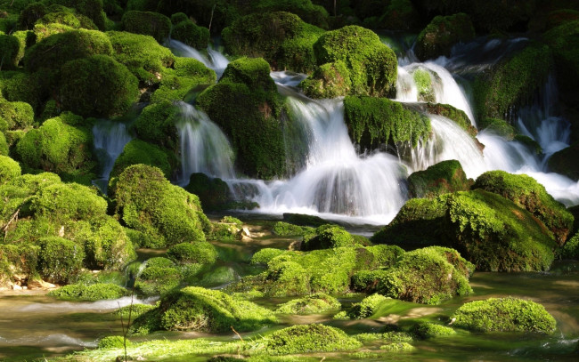 Обои картинки фото природа, водопады, скала, камни, поток