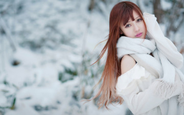 Картинка девушки -unsort+ азиатки азиатка зима взгляд боке