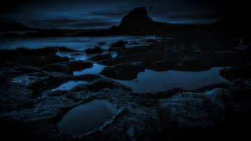 Картинка природа побережье ночь камни море