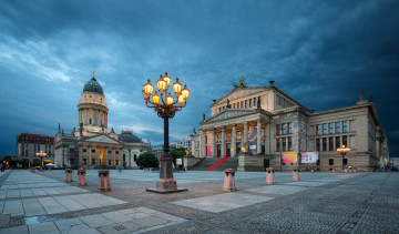 обоя gendarmenmarkt, города, берлин , германия, дворец, площадь, фонарь