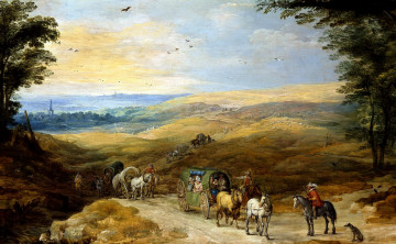 Картинка рисованное живопись картина повозка всадник Ян брейгель старший пейзаж с путниками