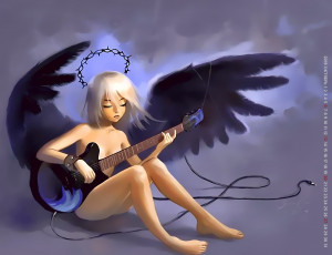 Картинка календари фэнтези ангел крылья 2019 calendar черные гитара