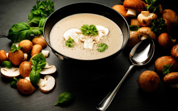 Картинка еда первые+блюда грибной суп шампиньоны