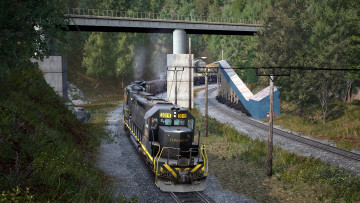 Картинка видео+игры train+sim+world+2 поезд железная дорога лес мост