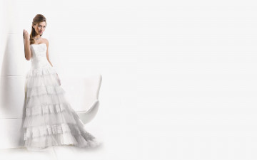 Картинка девушки -+невесты шатенка платье колонна