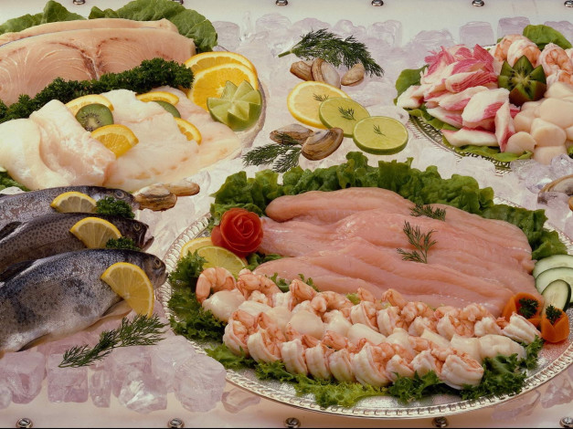 Обои картинки фото еда, рыбные, блюда, морепродуктами
