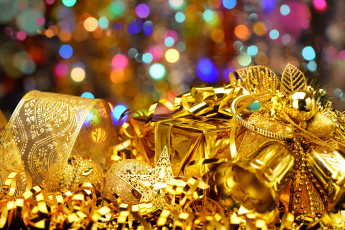 Картинка праздничные украшения золото