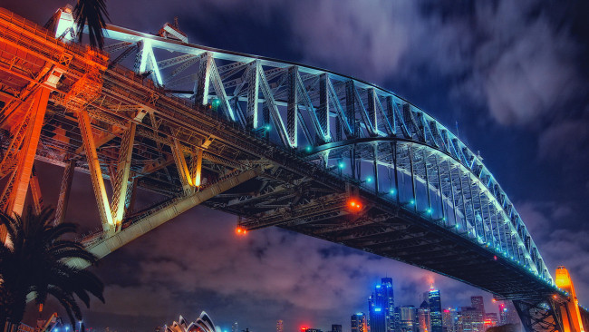 Обои картинки фото города, сидней, австралия, вечер, мост