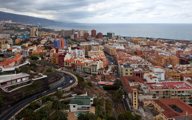 Обои картинки фото испания, канарские, острова, пуэрто, де, ла, крус, города, панорамы, панорама