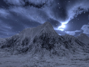 Картинка 3д графика nature landscape природа снег горы облака