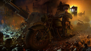 Картинка рисованные армия пушка мотоцикл