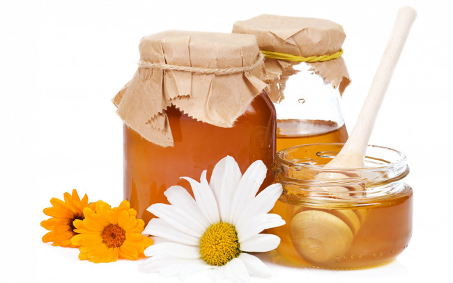 Обои картинки фото еда, мёд, варенье, повидло, джем, банки, мед, цветы