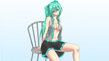 Картинка аниме vocaloid эротика фон стул девушка miku зелёные волосы hatsune вокалоид арт