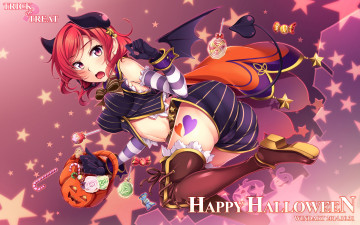 Картинка аниме -halloween+&+magic корзинка сладости арт девушка