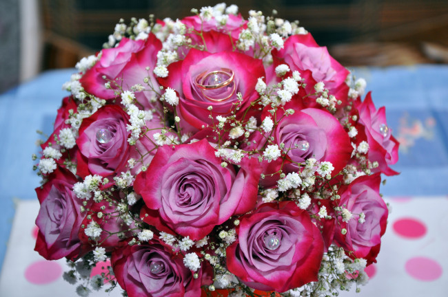 Обои картинки фото цветы, розы, свадебный, букет