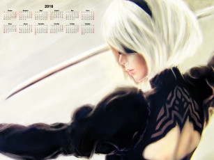 Картинка календари фэнтези 2018 девушка блондинка меч