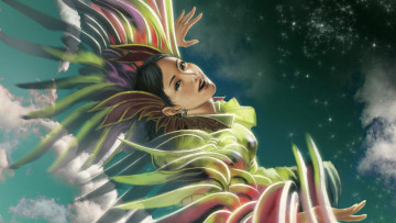 Картинка фэнтези маги +волшебники рукава девушка облака небо крылья