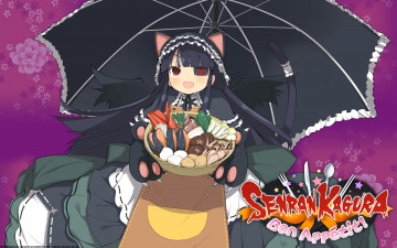 Картинка аниме senran+kagura девушка взгляд фон