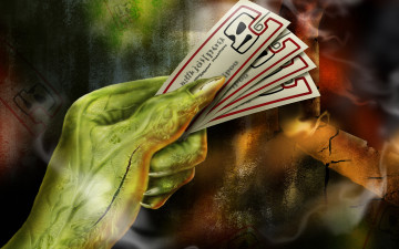 Картинка фэнтези существа дым билеты рука шрам