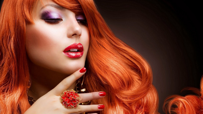 Обои картинки фото девушки, анна субботина, кольцо, волосы, рыжая, лицо, модель