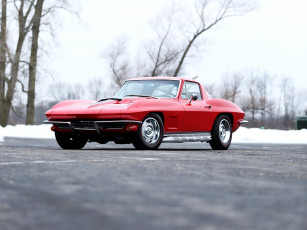 Картинка автомобили corvette шевроле зима снег ретро корвет красный