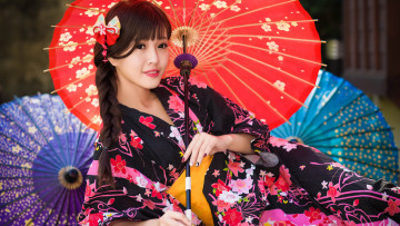 Картинка девушки -+азиатки азия девушка зонты