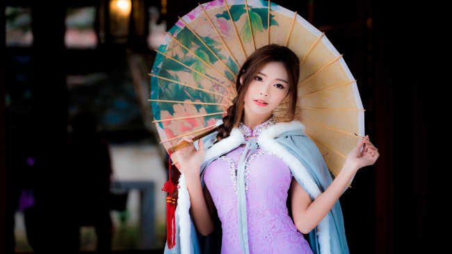 Обои картинки фото девушки, - азиатки, зонт, девушка, азиатка