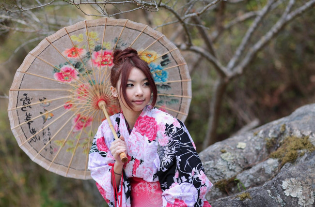 Обои картинки фото девушки, - азиатки, зонт, девушка, азиатка