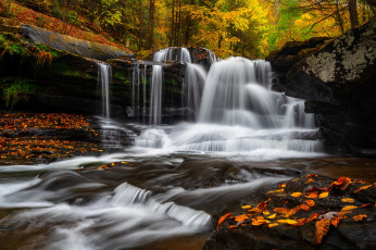 Картинка природа водопады осень лес водопад