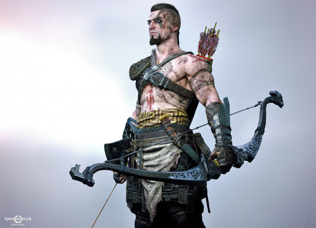 Обои картинки фото видео игры, god of war,  ragnarok, воин, тату, лук, стрелы