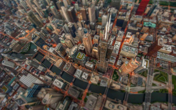 Картинка города чикаго+ сша чикаго tilt shift город городской вид здание река небоскреб с высоты птичьего полета сдвиг наклона