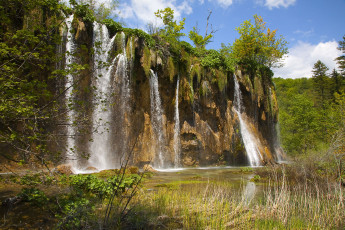 обоя плитвицкие, озёра, хорватия, природа, водопады, вода, обрыв