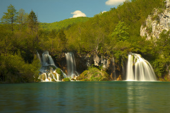 обоя плитвицкие, озёра, хорватия, природа, водопады