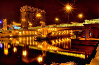 Картинка города мосты река здание