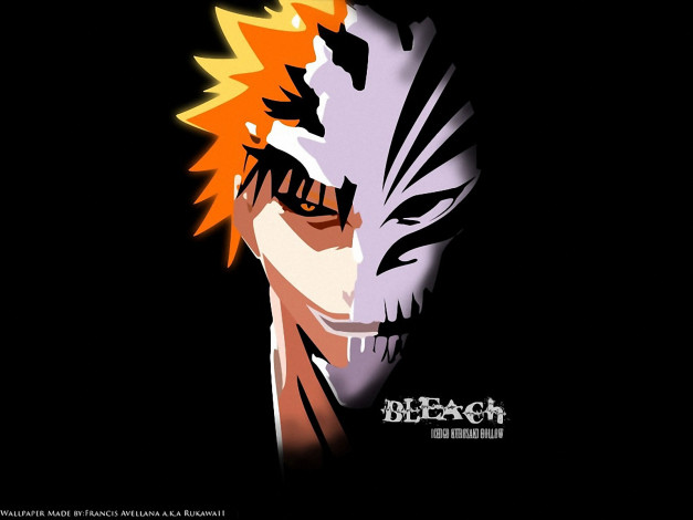 Обои картинки фото аниме, bleach, ичиго, hollow