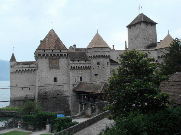 Обои картинки фото сhillon, castle, switzerland, города, шильонский, замок, швейцария, башни, стены
