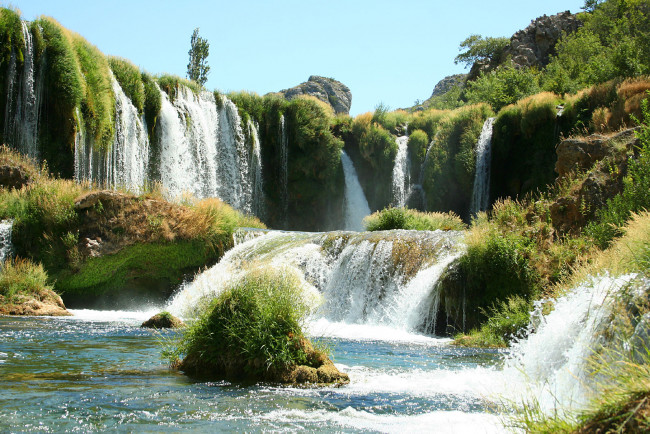 Обои картинки фото водопады, на, реке, zrmanja, хорватия, природа, красивые
