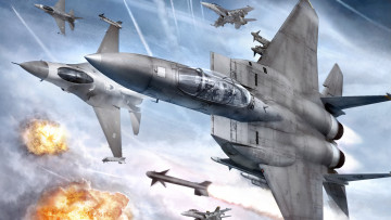 Картинка 3д+графика армия+ military самолеты полет взрывы