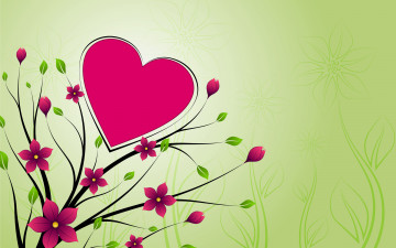 обоя векторная графика, сердечки, цветы, фон, сердечко