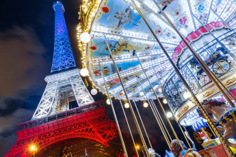 Картинка разное карусели +качели +аттракционы франция париж paris eiffel tower эйфелева башня france карусель