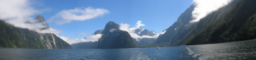 Картинка природа реки озера фото панорама милфорд-саунд новая зеландия горы