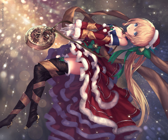 Обои картинки фото аниме, зима,  новый год,  рождество, девушка
