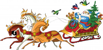Картинка праздничные векторная+графика+ новый+год санта клаус тройка лошади