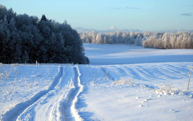 Обои картинки фото природа, зима, снег, дорога
