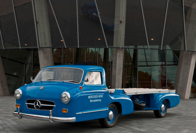 Обои картинки фото mercedes-benz blue wonder transporter concept 1954, автомобили, mercedes-benz, blue, 1954, transporter, wonder, concept