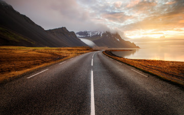 обоя природа, дороги, исландия, море, дорога