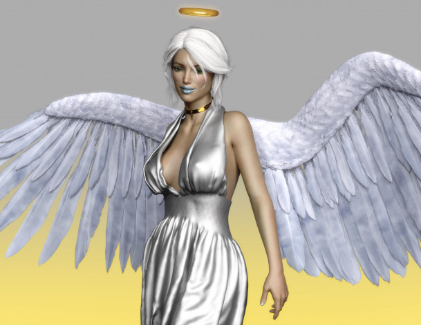 Обои картинки фото 3д графика, ангел , angel, девушка, взгляд, фон