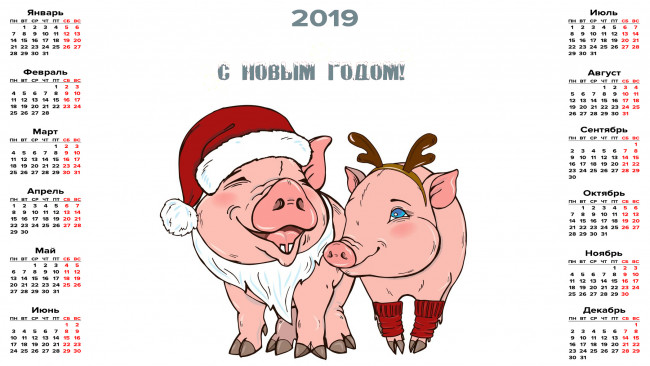 Обои картинки фото календари, праздники,  салюты, свинья, шапка, борода, хряк