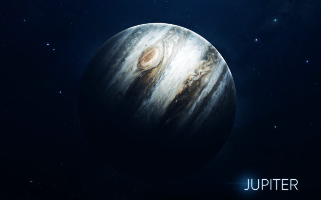 Обои картинки фото космос, юпитер, jupiter, planet, art, space, stars, арт, планета, звезды, система, солнечная, system, berries