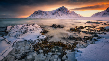 Картинка природа побережье лофотенские острова норвегия